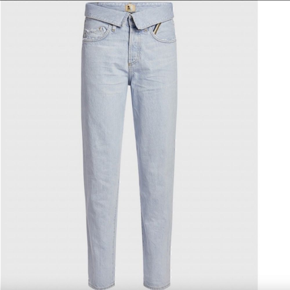 Jean atelier Flip Fold-over High-rised Straight-leg Jeans